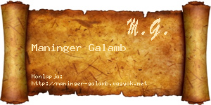 Maninger Galamb névjegykártya
